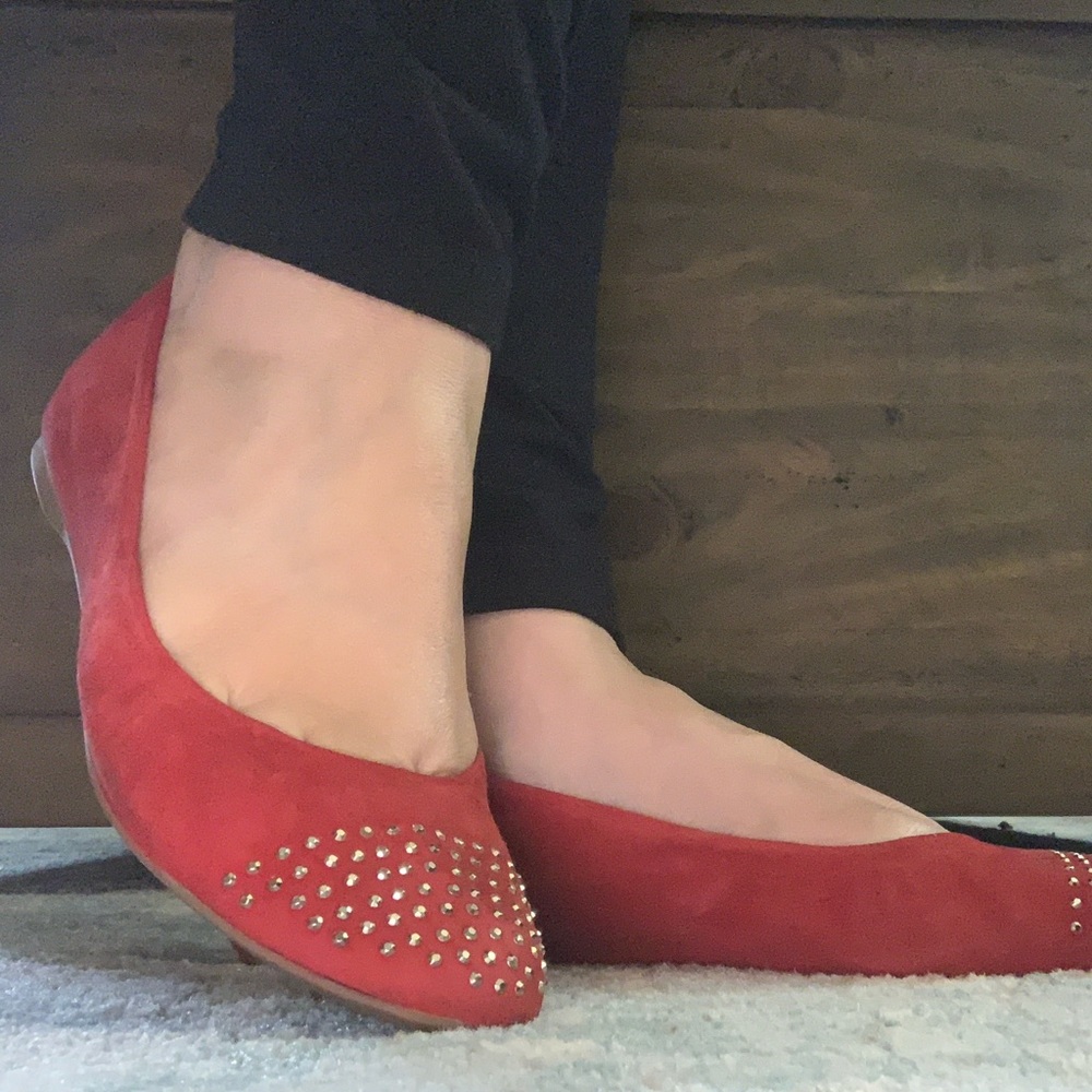 J Crew Red Suede Flats